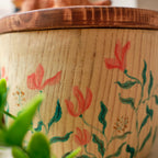 Hand-Painted Floral Rabbit Urn with Handmade Realistic Wooden Bunny Sculpture from Photo, Personalised Pet Memorial, Pet Keepsake Gift