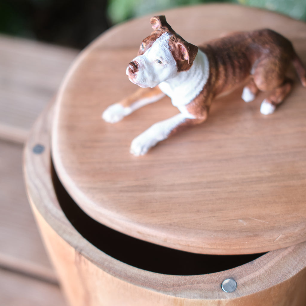 Custom Handmade Wooden Dog Urn for Ashes, Natural Solid Wood Pet Memorial Urn with Custom Pet Figurine from Photo, Eco Friendly