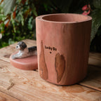 Natural Wood Dog Urn for Ashes with Realistic Hand-Carved Lying Dog Figurine from Photo, Personalised Name Engraving, Pet Memorial Gift