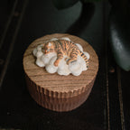 Custom Resting Cat Memorial Urn from Photo, Handmade Wooden Cat Ashes Box, Sleeping Cat on Cloud Pet Keepsake