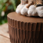 Custom Resting Cat Memorial Urn from Photo, Handmade Wooden Cat Ashes Box, Sleeping Cat on Cloud Pet Keepsake