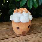 Custom Wooden Cat Urn from Photo – Cat Resting on a Cloud Memorial