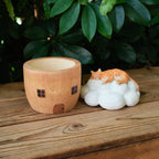 Custom Wooden Cat Urn from Photo – Cat Resting on a Cloud Memorial