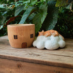 Custom Wooden Cat Urn from Photo – Cat Resting on a Cloud Memorial