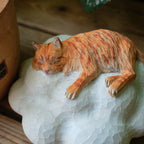 Custom Wooden Cat Urn from Photo – Cat Resting on a Cloud Memorial