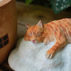 Custom Wooden Cat Urn from Photo – Cat Resting on a Cloud Memorial