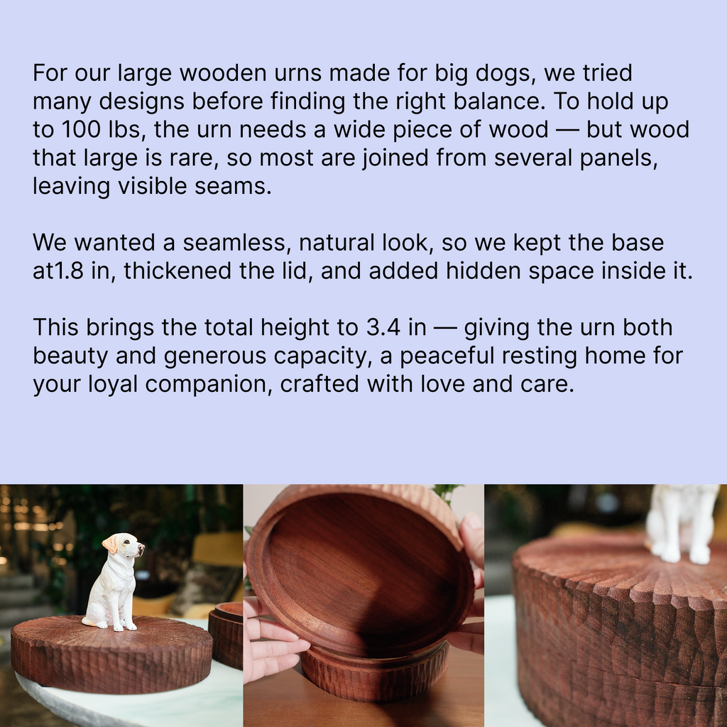 Custom Dog Pose Wooden Urn with Hand Carved Figurine, Small & Large Pet Memorial Urn, Personalised Natural Wood Ashes Box