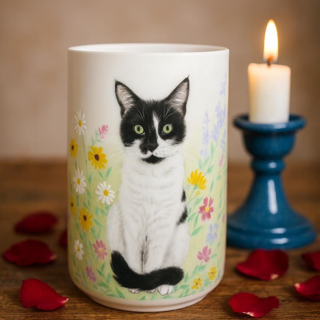 Large Custom Pet Portrait Urn | Hand-Painted Ceramic Ashes Jar｜Up to 10lbs ｜Pet Personalised Memorial Gift | Pet Loss Keepsake Urn