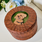 Custom Wooden Pet Memorial Urn with Hand Carved Portrait on Lid | Personalised Dog Cat Keepsake from Photo | Pet Loss Gift | Handmade Box