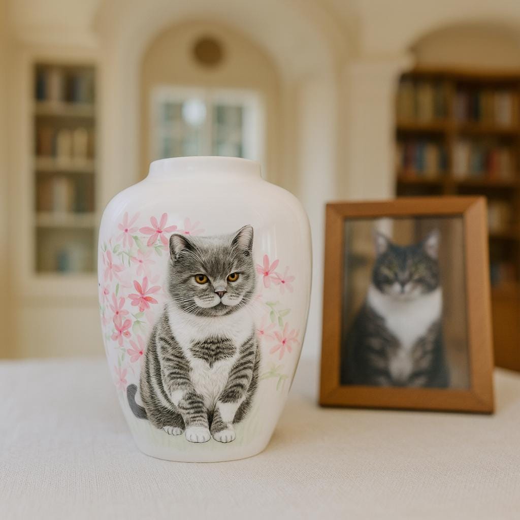 Large Custom Pet Portrait Urn Hand Painted Ceramic Dog Cat Ashes Jar｜Pets Up to 10 lbs｜Personalized Memorial｜Pet Loss Keepsake｜Cremation Urn