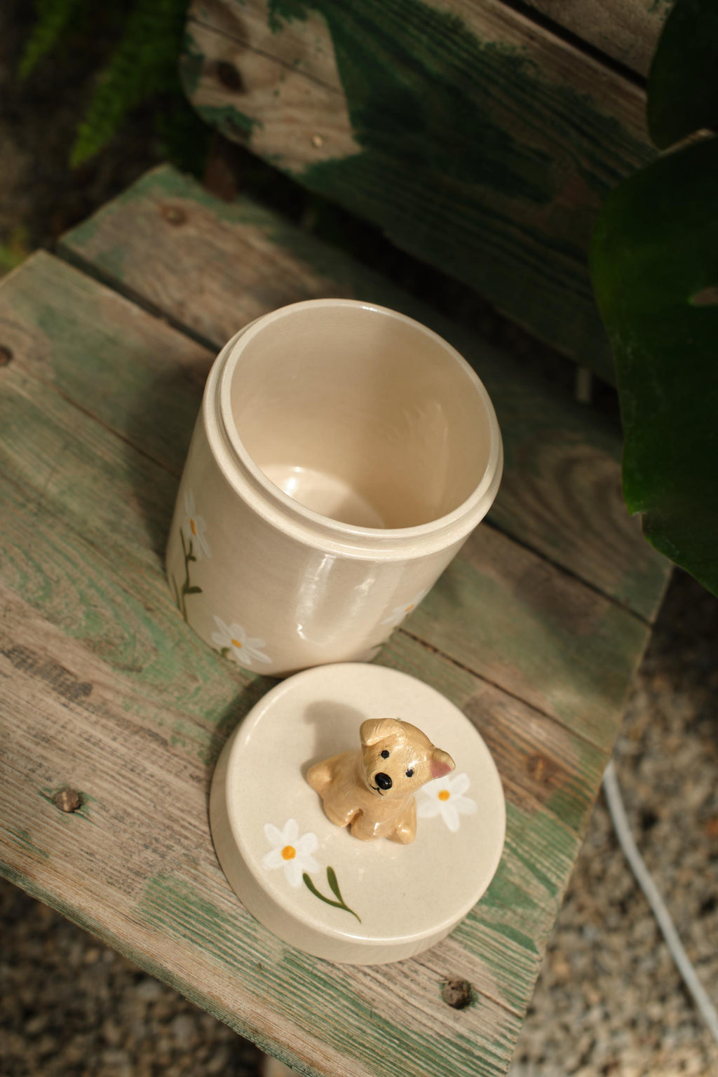 Handmade Ceramic Dog Urn with Figurine | Custom Pet Memorial Gift | Ashes Keepsake Box | Personalised Pet Sculpture｜Tea Container Jar