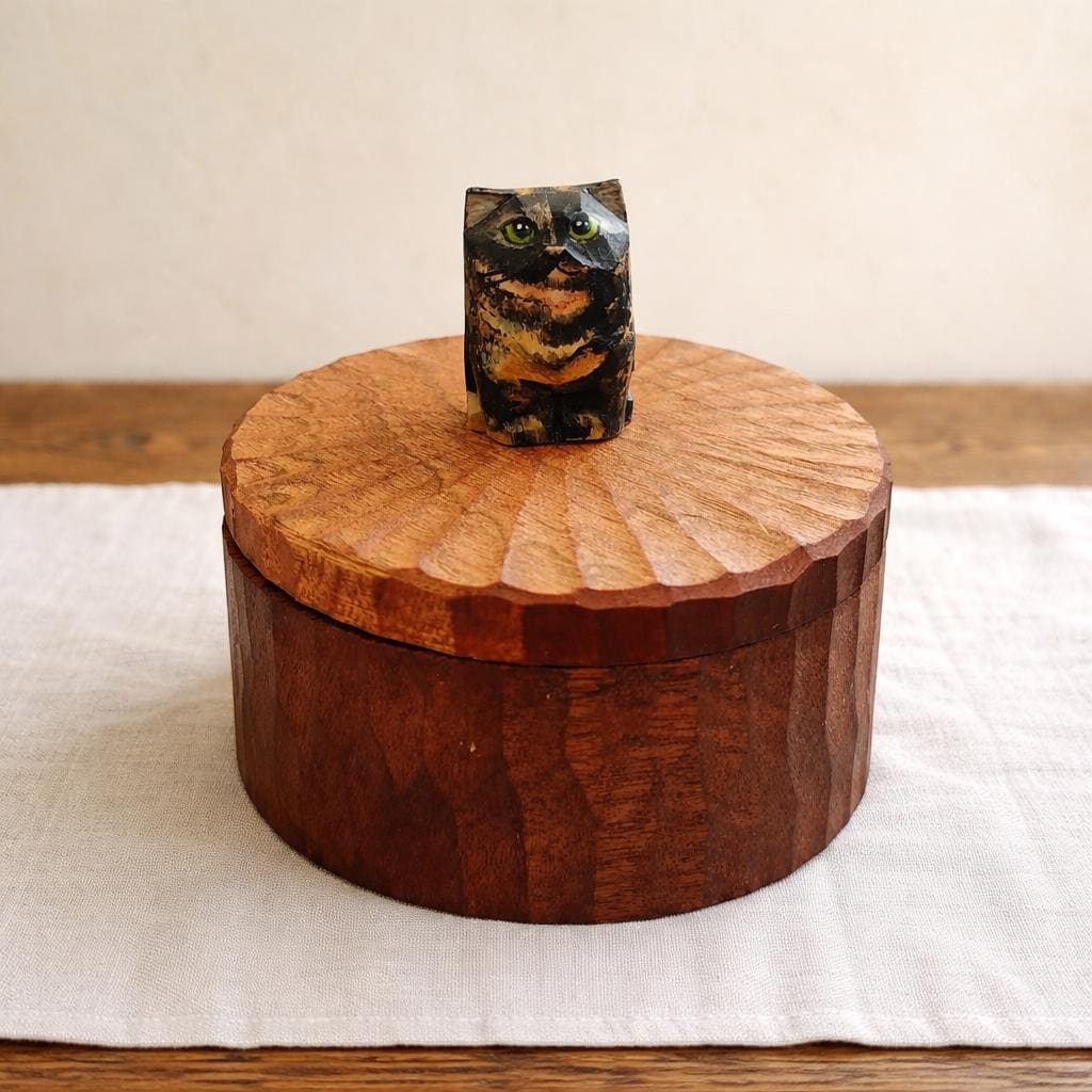 Handmade Wooden Cat Memorial Urn: Stylistic Painted Cat Figurine from Photo, Bespoke Pet Memorial Gift, Laser Engraving Name