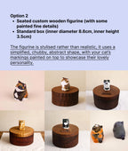 Handmade Wooden Cat Memorial Urn: Black Cat Figurine Keepsake by Photo, Bespoke Pet Memorial Gift, Cat Personalised Keepsake, Jewellery Box