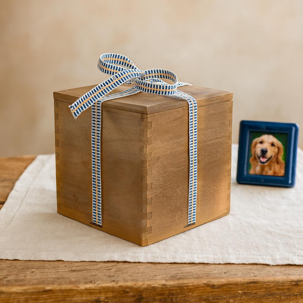 Large Wooden Dog Urn｜Custom Laser Engraving｜Large Pet Ashes Over 100lbs｜Eco-Friendly Personalised Memorial Urn｜Big Dog Cremation Box