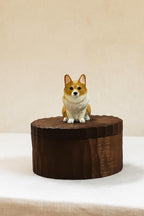 Custom Dog Pose Wooden Urn with Hand Carved Figurine, Small & Large Pet Memorial Urn, Personalised Natural Wood Ashes Box