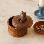 Handmade Wooden Bear Jar | Small Jewellery Box Keepsake Box for Gifts, Rustic Handcrafted Storage Container for Home Décor | Natural Tea Jar