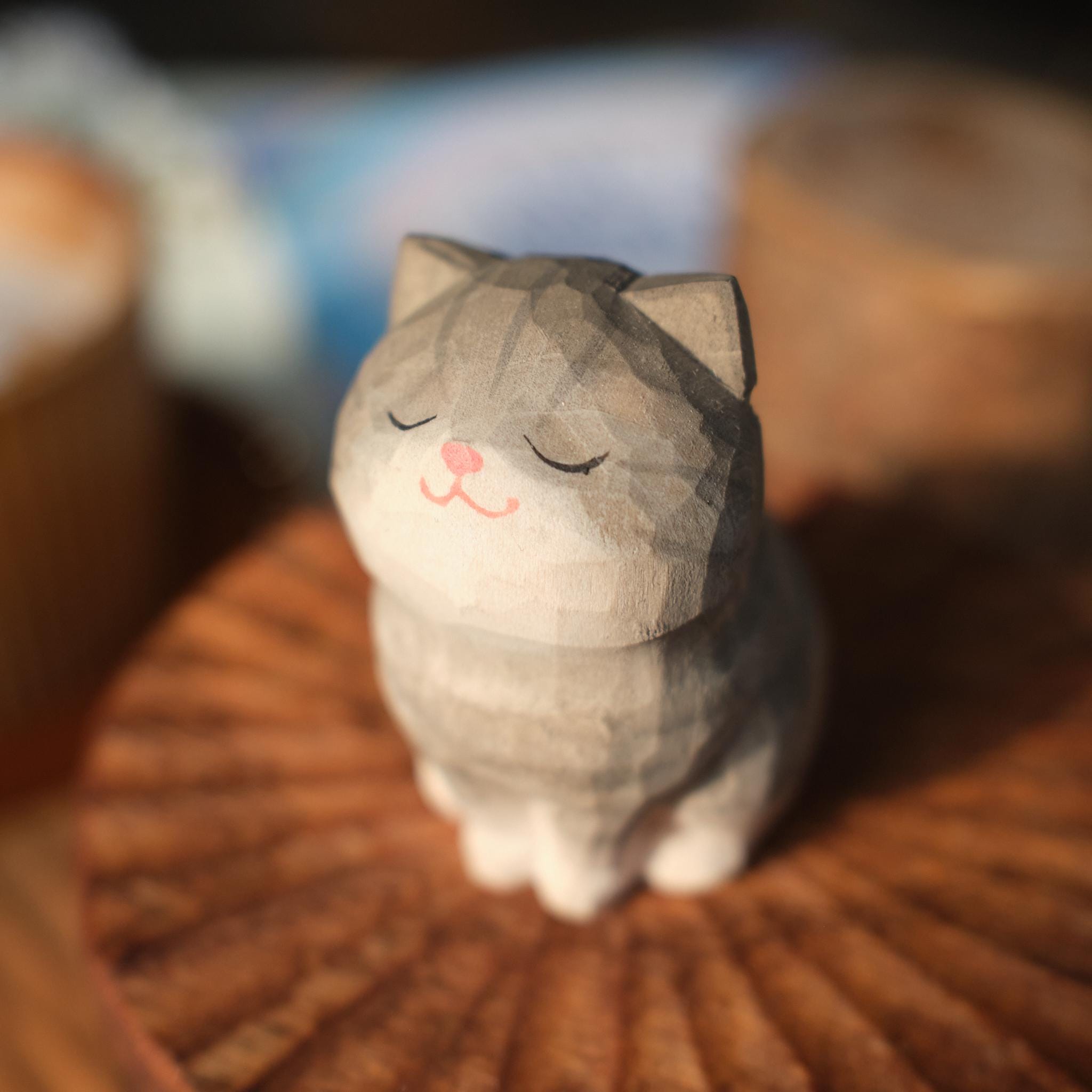 Handmade Wooden Cat Memorial Urn: Grey Cat Figurine Keepsake from Photo, Bespoke Pet Memorial Gift, Laser Engraving name, Eco Friendly Gift