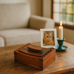 Handmade Japanese Walnut Wooden Urn for Small Pet Ashes | Minimalist Curved Lid Memorial Keepsake Gift | Dog Cat Rabbit Cremation Box