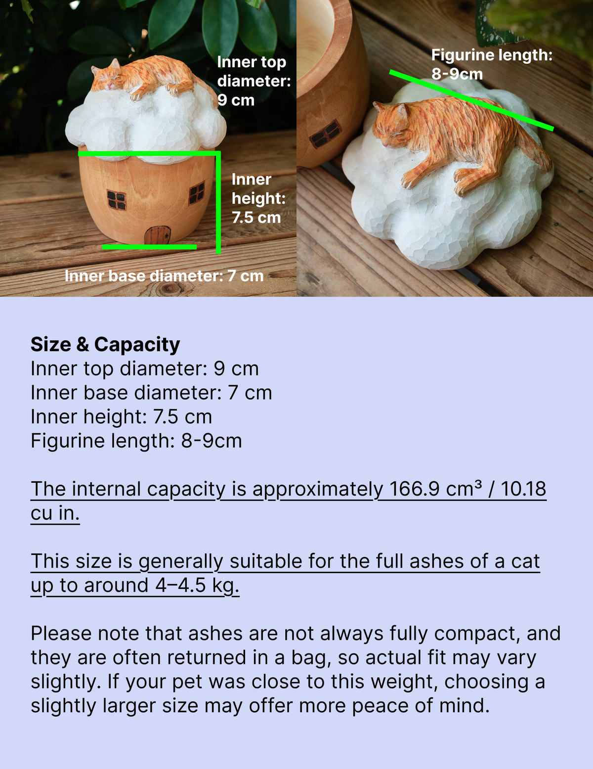 Custom Wooden Cat Urn from Photo – Cat Resting on a Cloud Memorial