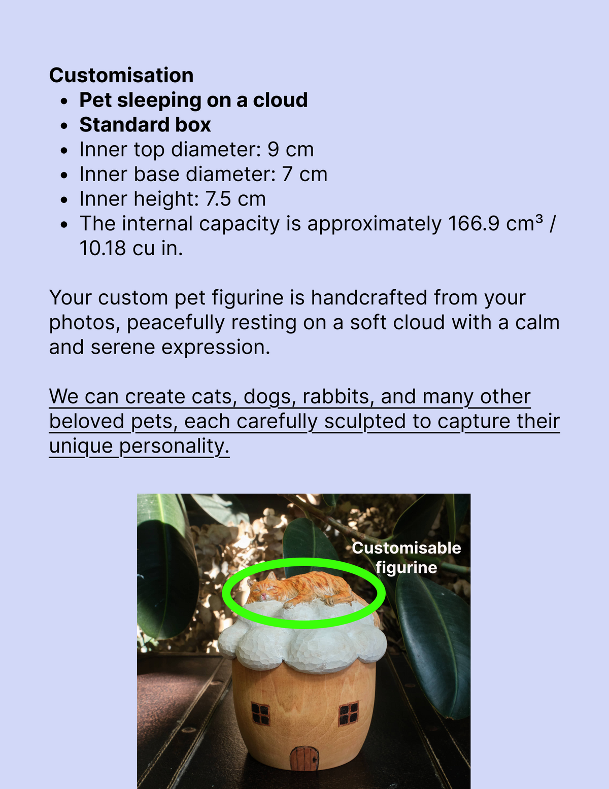 Custom Wooden Cat Urn from Photo – Cat Resting on a Cloud Memorial