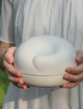 Large Minimalist Ceramic Pet Urn for Dog or Cat | 700ml Cream White Memorial Jar ｜Sleeping Animal Design Keepsake for Ashes bones