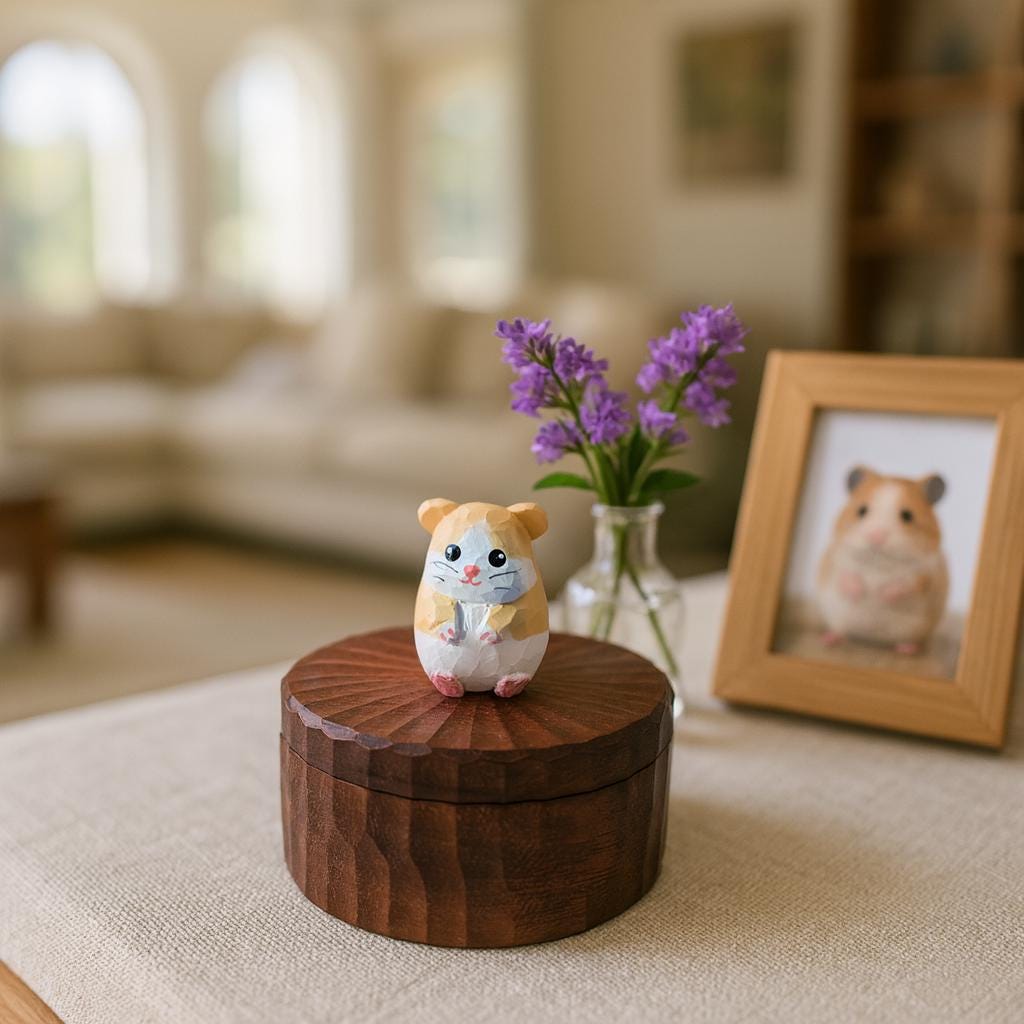 Handmade Wooden Hamster Memorial Urn: Hamster Ashes Keepsake Box by photo, pet memorial gift, pet personalised keepsake, Jewelry box