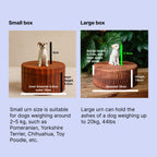 Handmade Extra Large Wooden Dog Urn for Ashes up to 110lbs, Natural Custom Carved Box with Personalised Dog Figurine, Pet Loss Keepsake Gift