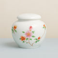 Small Hand-Painted Floral Ceramic Pet Urn | Oriental Ashes Keepsake Jar | Pet Memorial Gift | Tea Jar｜Pet Cremation Container for Small Pets