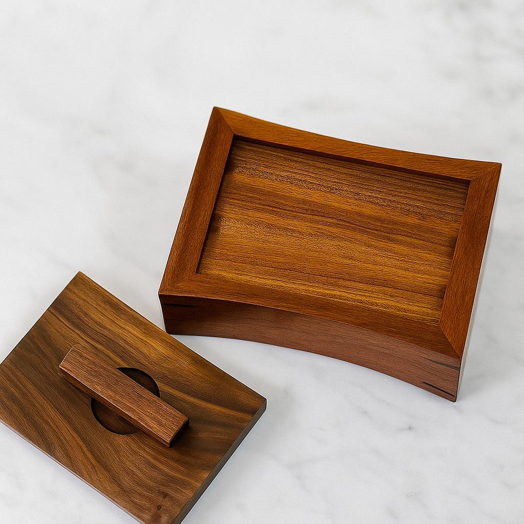 Handmade Japanese Walnut Wooden Urn for Small Pet Ashes | Minimalist Curved Lid Memorial Keepsake Gift | Dog Cat Rabbit Cremation Box