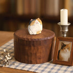 Hand-Carved Wooden Cat Memorial Urn: Custom Figurine Keepsake Box
