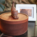Handmade Wooden Cat Memorial Urn, Stretching Cat Keepsake Box for Ashes, Eco-Friendly Hand Carved Wooden Memorial Gift, Jewellery box