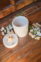 Handmade Ceramic Dog Urn with Figurine | Custom Pet Memorial Gift | Ashes Keepsake Box | Personalised Pet Sculpture｜Tea Container Jar