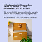 Handcrafted Bamboo Cat Memorial Urn with Realistic Plaster Head from photo, Personalised Pet Ashes Keepsake Box, Eco Friendly Cat Loss Gift