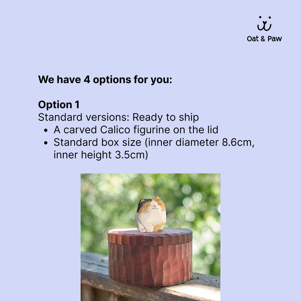 Hand-Carved Wooden Cat Memorial Urn: Custom Figurine Keepsake Box