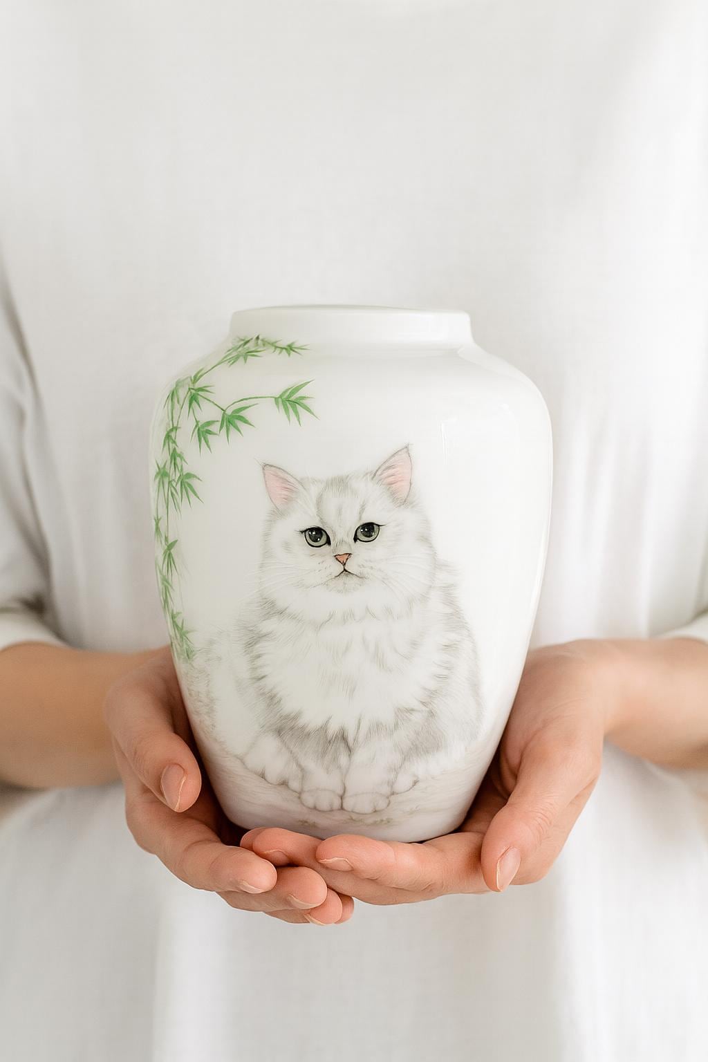 Large Custom Pet Portrait Urn | Hand-Painted Ceramic Ashes Jar｜Up to 10lbs ｜Pet Personalised Memorial Gift | Pet Loss Keepsake Urn
