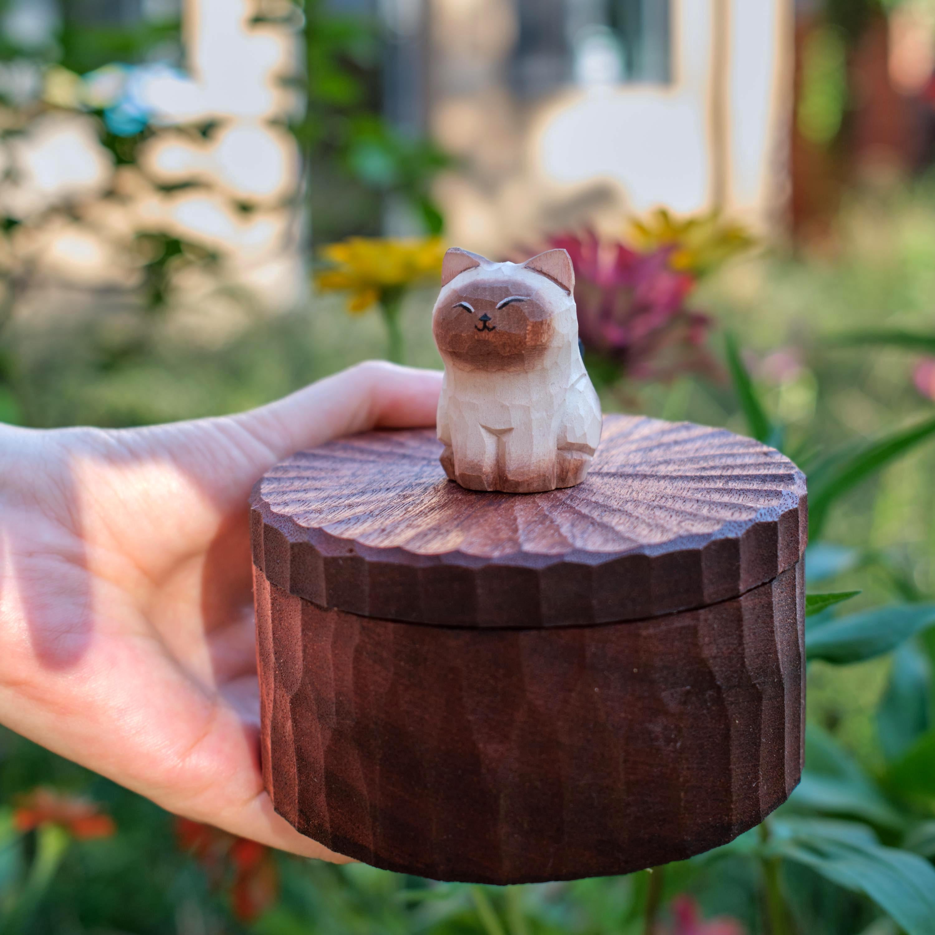 Handmade Wooden Cat Memorial Urn: Siamese Cat Keepsake Box by photo, pet memorial gift, pet personalised keepsake, Jewellery box