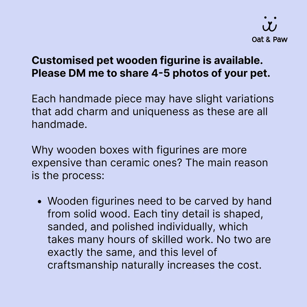 Custom Pet Wooden Sculpture from Photo | Hand-Carved Dog Cat Rabbit Figurine | Personalised Wooden Memorial Keepsake Gift | Pet loss Gift
