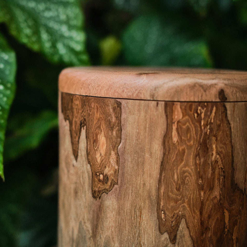 Handcrafted Natural Wooden Pet Urn for Medium and Large Dogs, Eco-Friendly Rustic Ashes Jar with Tree Rings, Organic Memorial Keepsake Gift