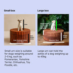 Custom Wooden Dog Urn with Cute Cartoon Dog Figurine from Photo, Handmade Pet Memorial Box, Personalised Engraved Name Keepsake