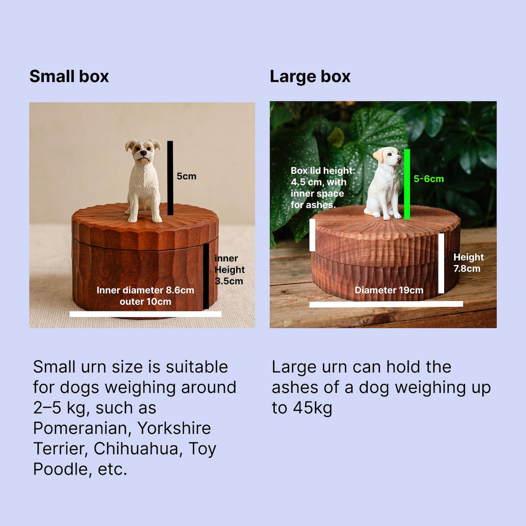 Custom Large Dog Urn, Realistic Hand Carved Wooden Dog Figurine from Photo, Personalised Pet Memorial Box, Eco Friendly Keepsake
