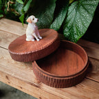 Handmade Extra Large Wooden Dog Urn for Ashes up to 110lbs, Natural Custom Carved Box with Personalised Dog Figurine, Pet Loss Keepsake Gift