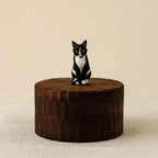 Handmade Wooden Cat Memorial Urn: Stylistic Painted Car Figurine Keepsake by photo, pet memorial gift, pet personalised keepsake