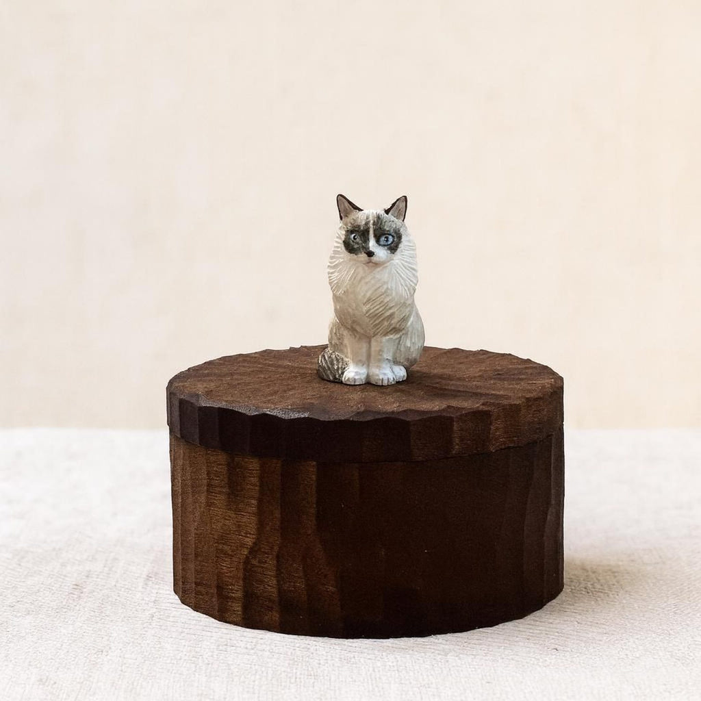 Large Wooden Cat Memorial Urn: Handmade Realistic Cat Figurine from photo, pet memorial gift, natural personalised keepsake, Cremation box