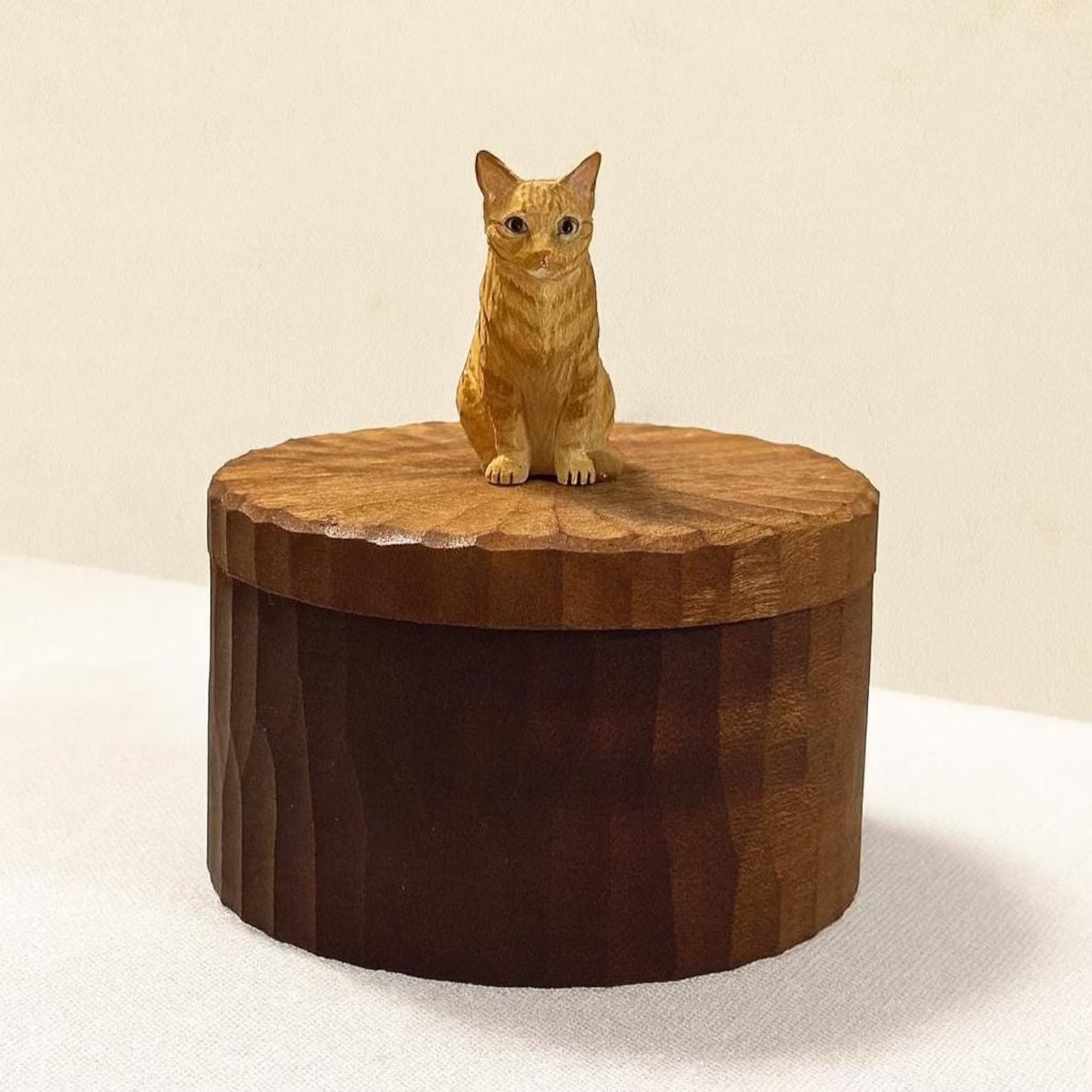 Handmade Wooden Cat Memorial Urn: Orange Tabby Keepsake Box by photo, pet memorial gift, pet personalised keepsake, Jewellery box