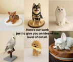 Handmade Pet Urn with Personalised Clay Figurine from Photo,  Ceramic Cat Ashes Jar with wood lid, Memorial Keepsake, Custom Cremation Gift