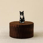 Custom Realistic Wooden Black Cat Urn for Ashes, Hand Carved Cat Figurine from Photo, Personalised Engraved Wood Pet Memorial Urn