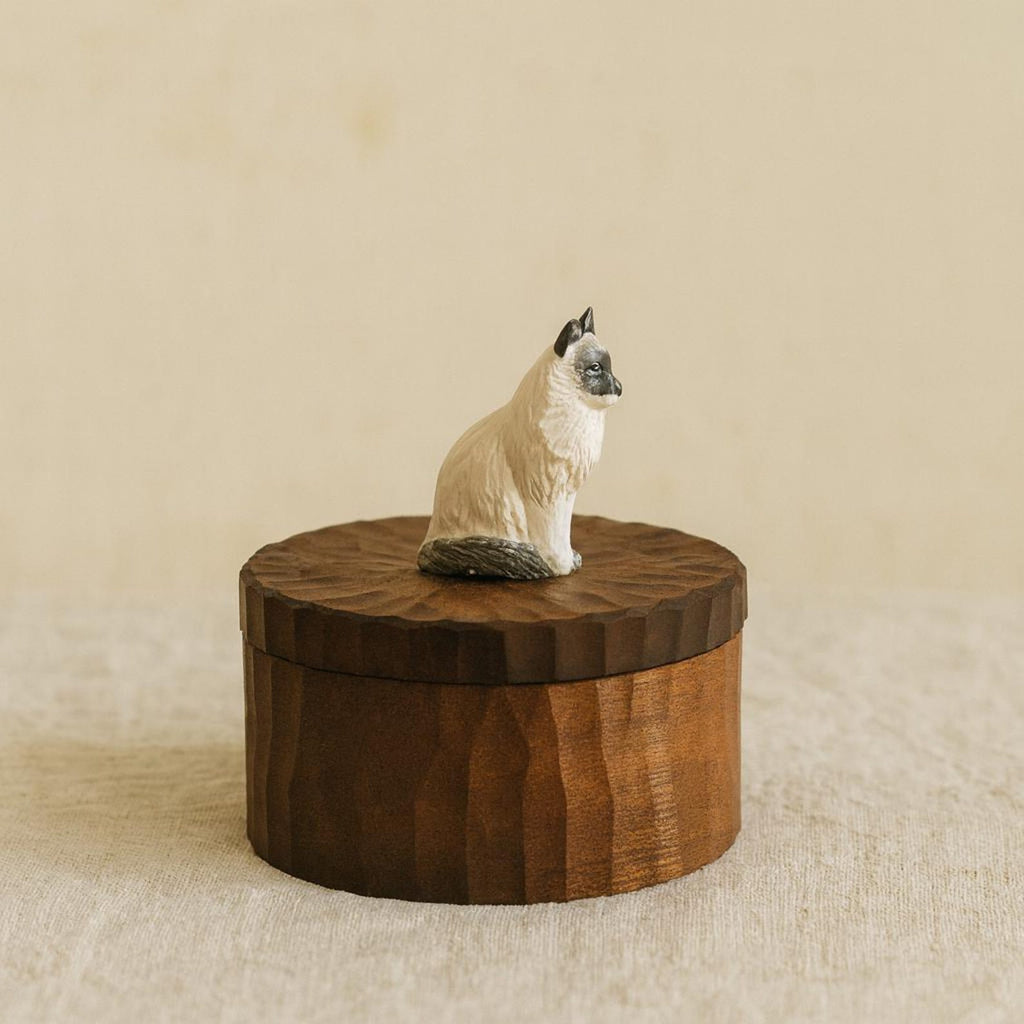 Large Wooden Cat Memorial Urn: Handmade Realistic Cat Figurine from photo, pet memorial gift, natural personalised keepsake, Cremation box