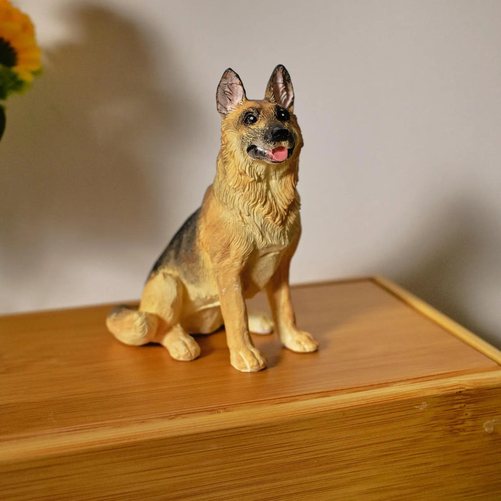 Custom Dog Polymer Clay Sculpture from Photo with Large Bamboo Wooden Urn Box, Handmade Eco Friendly Pet Memorial Keepsake Gift