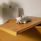 Handmade Dog Bamboo Wooden Urn Box, with Pe Polymer Clay Sculpture from Photo, Personalised Eco Friendly Pet Memorial Keepsake Gift