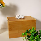 Handmade Dog Bamboo Wooden Urn Box, with Pe Polymer Clay Sculpture from Photo, Personalised Eco Friendly Pet Memorial Keepsake Gift